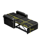 Canapé-lit pliable en velours blanc crème/noir avec dossier réglable, port USB et support de téléphone pivotant – 2 places