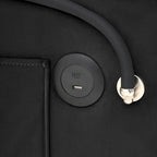 Canapé-lit pliable en velours blanc crème/noir avec dossier réglable, port USB et support de téléphone pivotant – 2 places