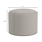 Pouffe de rangement rond en lin gris clair avec plateau amovible – 1 place