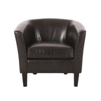Fauteuil club en similicuir marron avec pieds en bouleau – 1 place