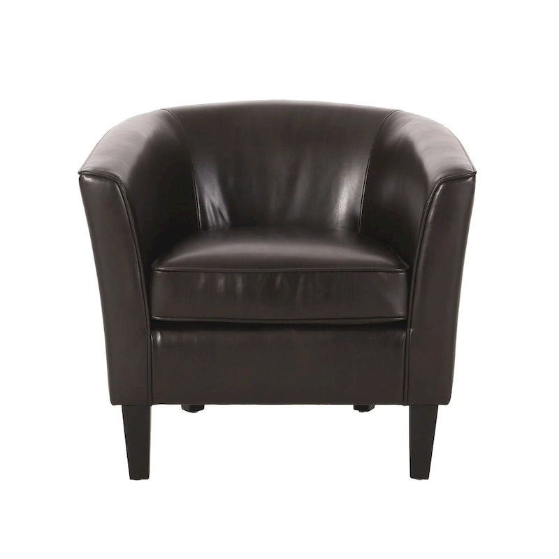 Fauteuil club en similicuir marron avec pieds en bouleau – 1 place