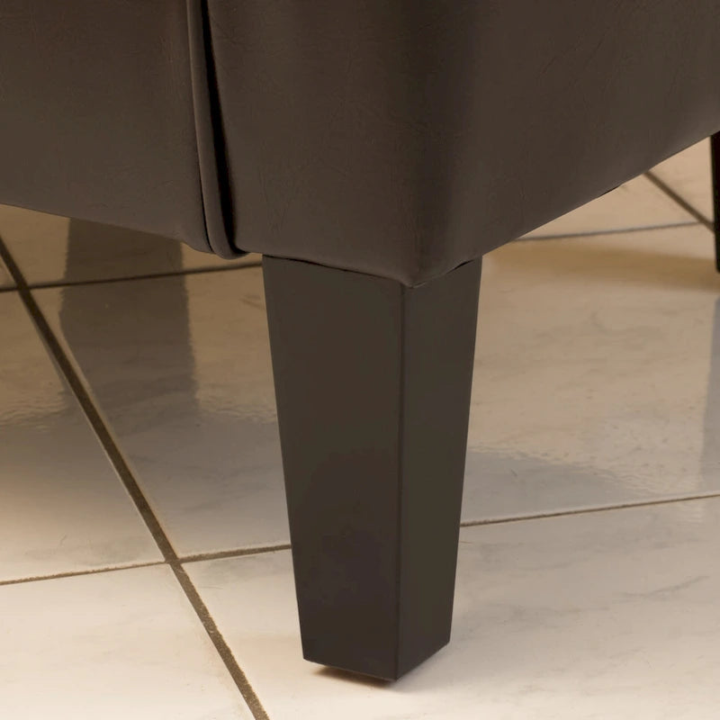 Fauteuil club en similicuir marron avec pieds en bouleau – 1 place
