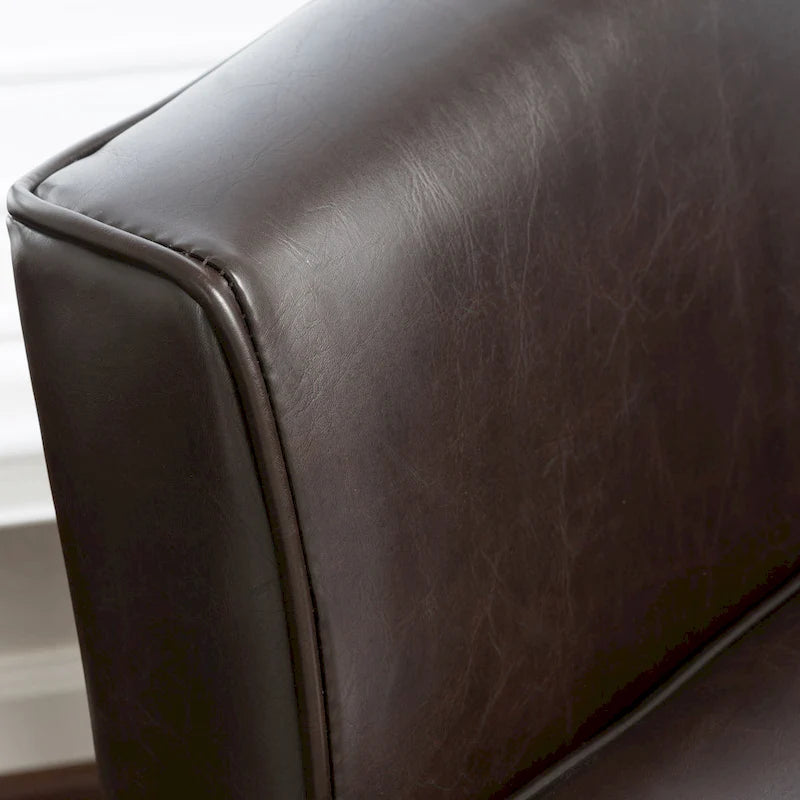 Fauteuil club en similicuir marron avec pieds en bouleau – 1 place