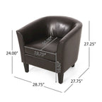 Fauteuil club en similicuir marron avec pieds en bouleau – 1 place