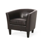 Fauteuil club en similicuir marron avec pieds en bouleau – 1 place
