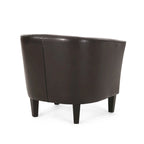 Fauteuil club en similicuir marron avec pieds en bouleau – 1 place