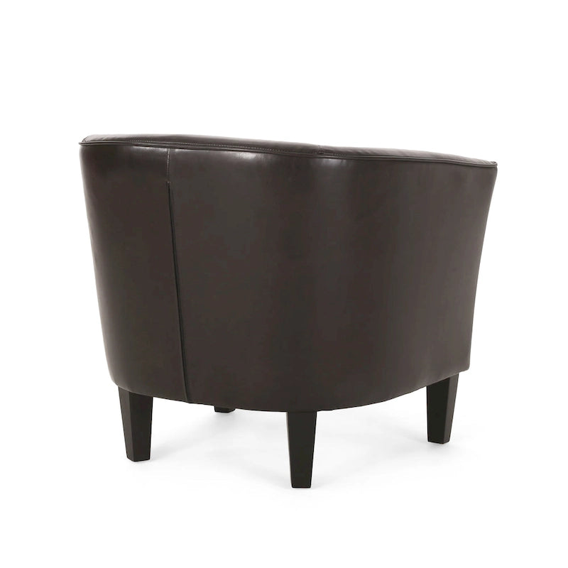 Fauteuil club en similicuir marron avec pieds en bouleau – 1 place