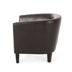 Fauteuil club en similicuir marron avec pieds en bouleau – 1 place