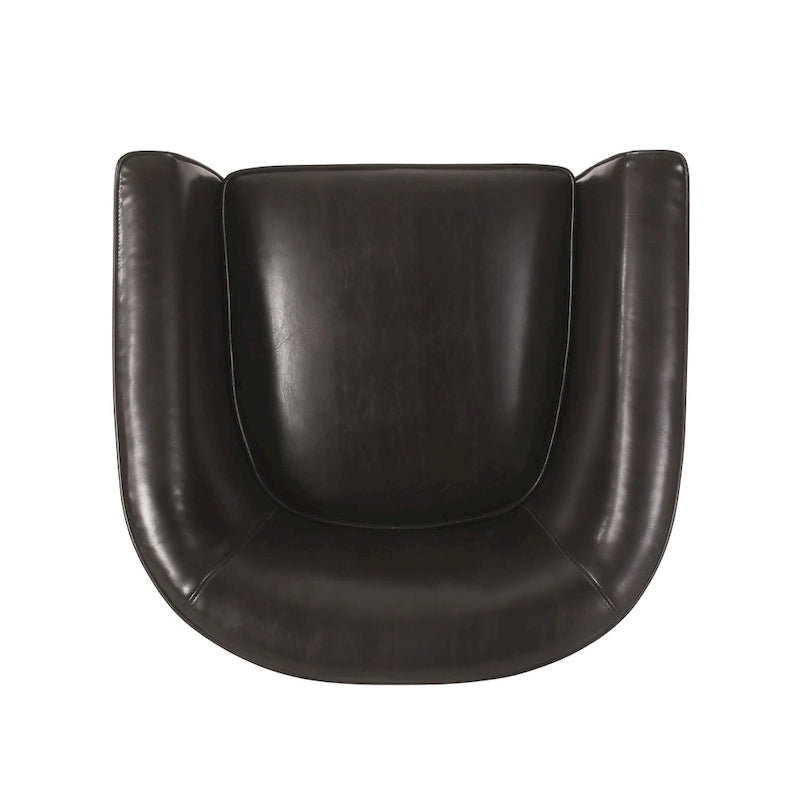 Fauteuil club en similicuir marron avec pieds en bouleau – 1 place