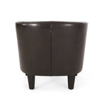 Fauteuil club en similicuir marron avec pieds en bouleau – 1 place