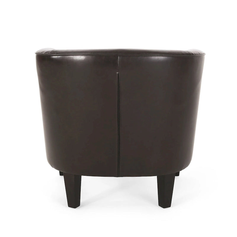Fauteuil club en similicuir marron avec pieds en bouleau – 1 place