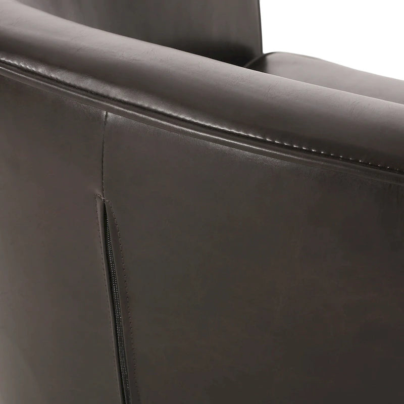 Fauteuil club en similicuir marron avec pieds en bouleau – 1 place