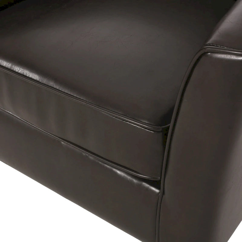 Fauteuil club en similicuir marron avec pieds en bouleau – 1 place