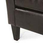 Fauteuil club en similicuir marron avec pieds en bouleau – 1 place