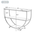 Table console demi-lune à 3 niveaux marron vieilli / marron foncé avec cadre métallique – 1-pièce