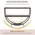 Table console demi-lune à 3 niveaux marron vieilli / marron foncé avec cadre métallique – 1-pièce