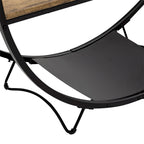Table console demi-lune à 3 niveaux marron vieilli / marron foncé avec cadre métallique – 1-pièce