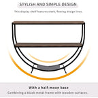 Table console demi-lune à 3 niveaux marron vieilli / marron foncé avec cadre métallique – 1-pièce