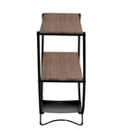 Table console demi-lune à 3 niveaux marron vieilli / marron foncé avec cadre métallique – 1-pièce