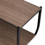 Table console demi-lune à 3 niveaux marron vieilli / marron foncé avec cadre métallique – 1-pièce