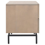 Meuble de rangement à 2 tiroirs gris/noir en bois lavé gris avec cadre en fer noir