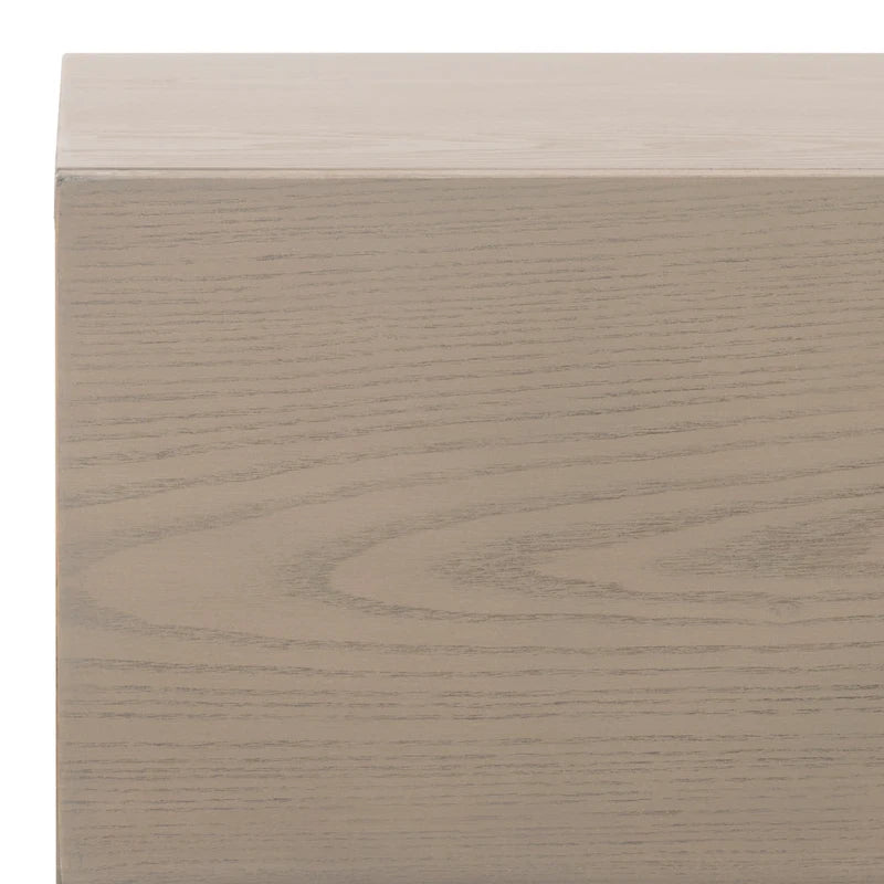 Meuble de rangement à 2 tiroirs gris/noir en bois lavé gris avec cadre en fer noir