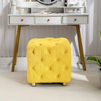 Pouf carré en velours – Jaune / Bleu / Beige / Violet / Rose – 1 place