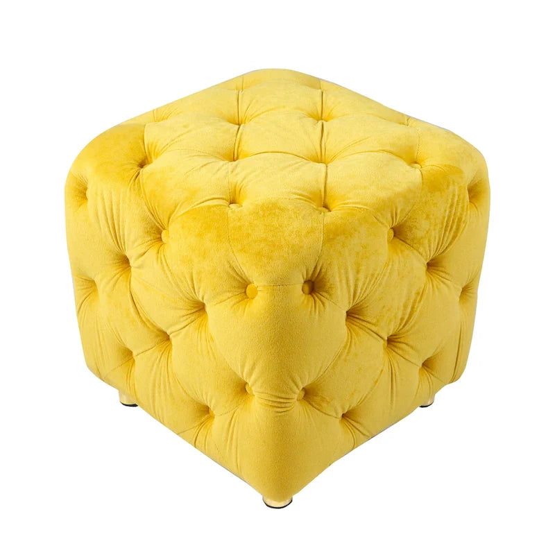 Pouf carré en velours – Jaune / Bleu / Beige / Violet / Rose – 1 place
