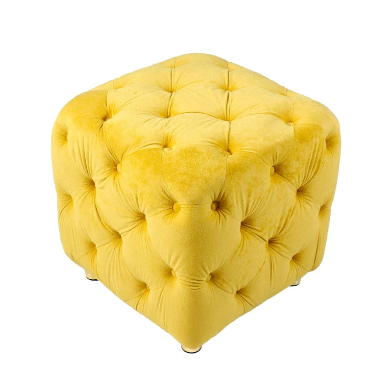 Pouf carré en velours – Jaune / Bleu / Beige / Violet / Rose – 1 place