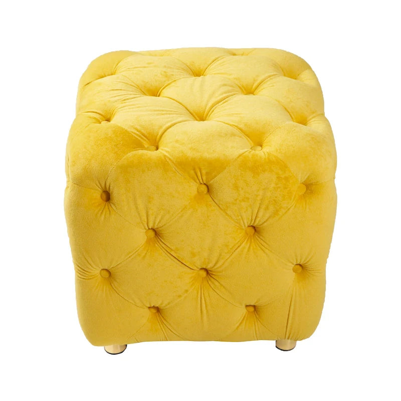 Pouf carré en velours – Jaune / Bleu / Beige / Violet / Rose – 1 place