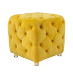 Pouf carré en velours – Jaune / Bleu / Beige / Violet / Rose – 1 place