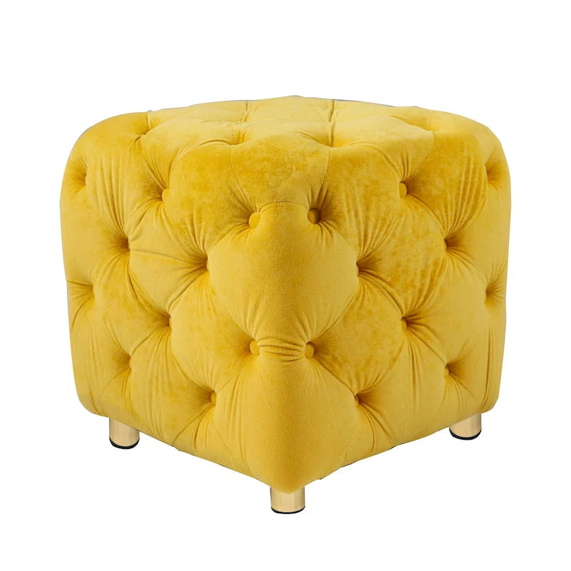 Pouf carré en velours – Jaune / Bleu / Beige / Violet / Rose – 1 place