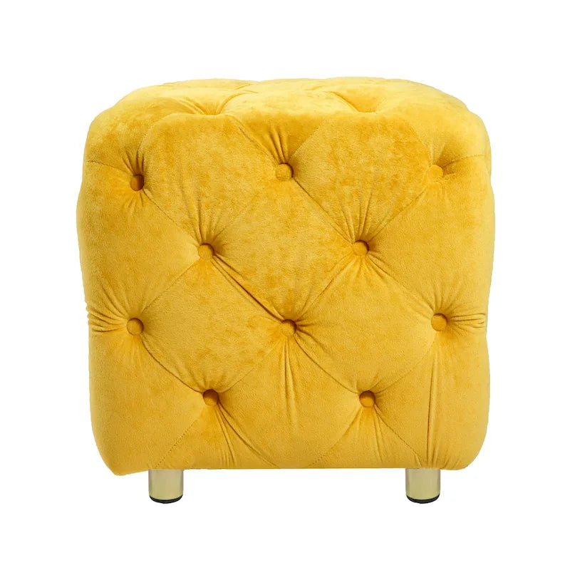 Pouf carré en velours – Jaune / Bleu / Beige / Violet / Rose – 1 place