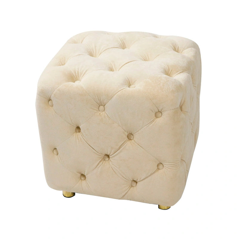 Pouf carré en velours – Jaune / Bleu / Beige / Violet / Rose – 1 place