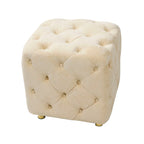 Pouf carré en velours – Jaune / Bleu / Beige / Violet / Rose – 1 place