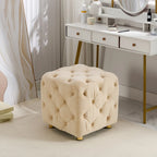 Pouf carré en velours – Jaune / Bleu / Beige / Violet / Rose – 1 place
