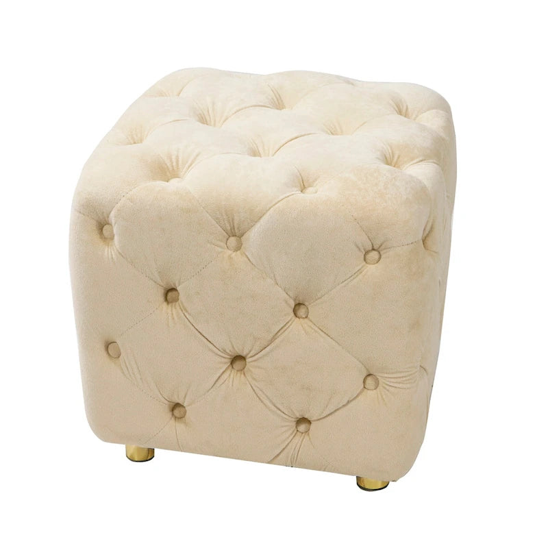 Pouf carré en velours – Jaune / Bleu / Beige / Violet / Rose – 1 place