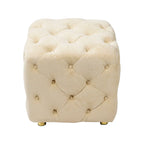 Pouf carré en velours – Jaune / Bleu / Beige / Violet / Rose – 1 place