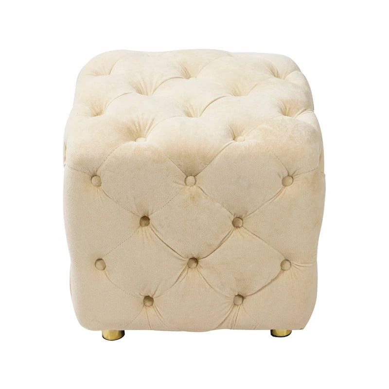 Pouf carré en velours – Jaune / Bleu / Beige / Violet / Rose – 1 place
