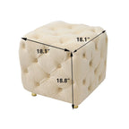 Pouf carré en velours – Jaune / Bleu / Beige / Violet / Rose – 1 place