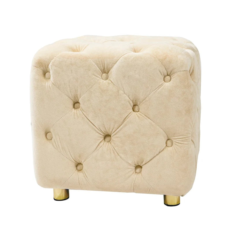 Pouf carré en velours – Jaune / Bleu / Beige / Violet / Rose – 1 place