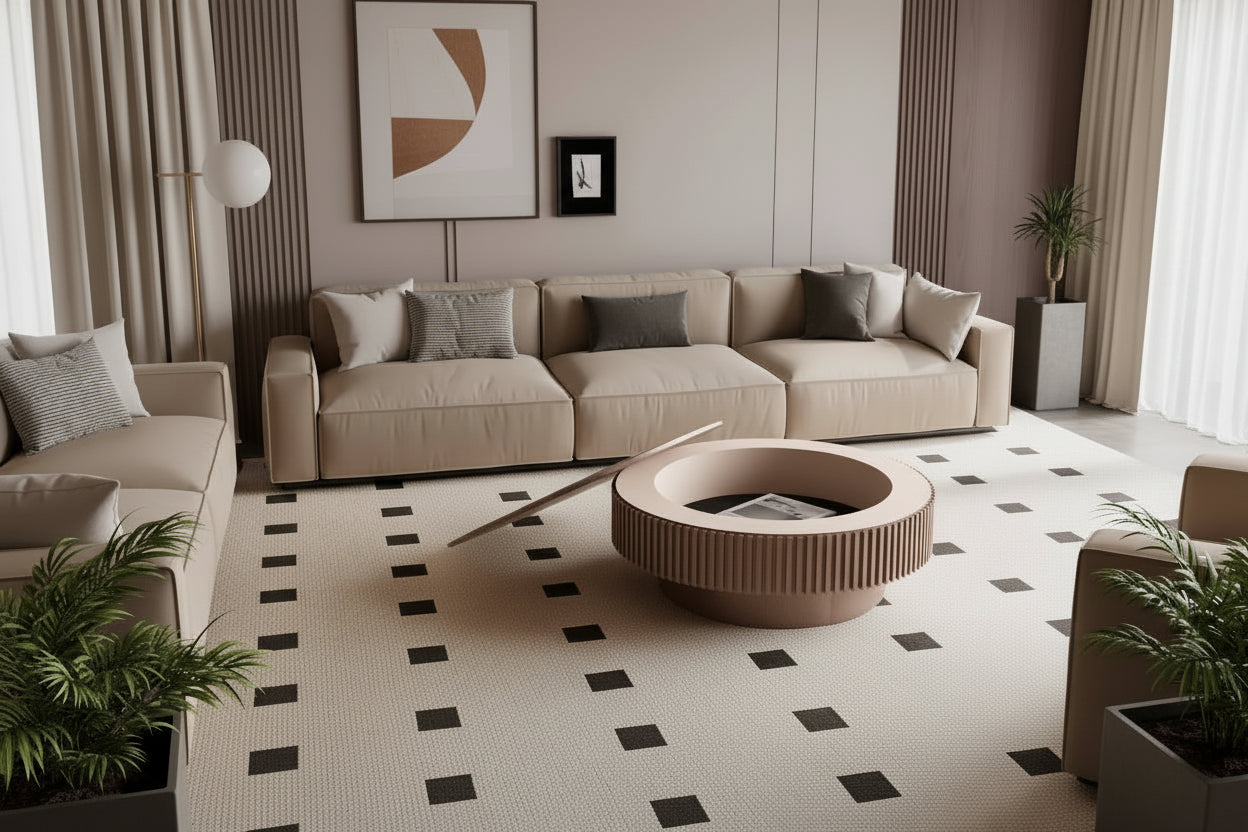 39.37in Round Coffee Table with Storage Solid Wood Veneered