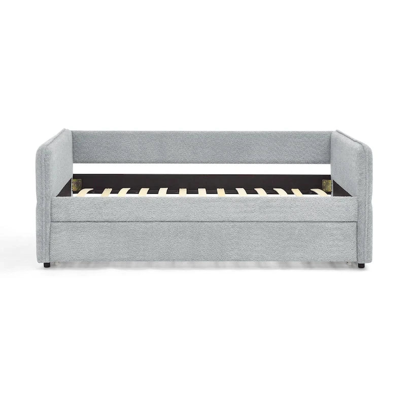 Lit de repos gigogne simple en bouclette grise – 1 personne