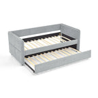 Lit de repos gigogne simple en bouclette grise – 1 personne