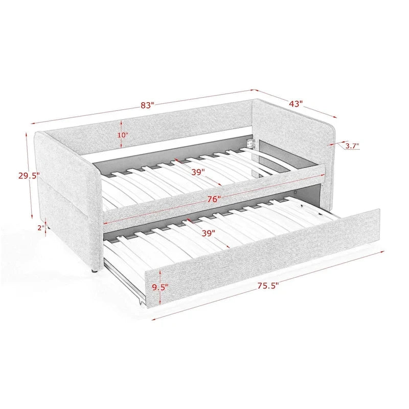 Lit de repos gigogne simple en bouclette grise – 1 personne
