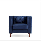 Fauteuil d'appoint Chesterfield en velours multicolore avec design plissé et pieds en bois – 1 personne
