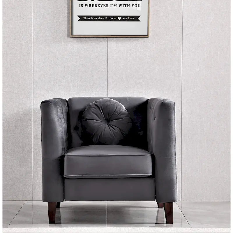 Fauteuil d'appoint Chesterfield en velours multicolore avec design plissé et pieds en bois – 1 personne