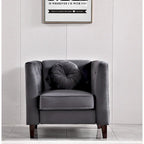 Fauteuil d'appoint Chesterfield en velours multicolore avec design plissé et pieds en bois – 1 personne