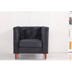 Fauteuil d'appoint Chesterfield en velours multicolore avec design plissé et pieds en bois – 1 personne