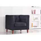 Fauteuil d'appoint Chesterfield en velours multicolore avec design plissé et pieds en bois – 1 personne